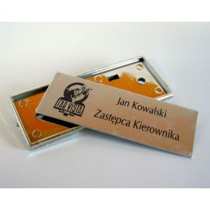 Metalowe plakietki, identyfikator srebrne sublimacja