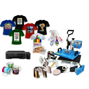 8w1 z drukarką A4 Epson, prasa z przystawkami 29x38cm, zestaw do sublimacji COMBO Maxi