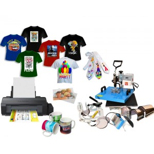 8w1 z prasą z przystawkami, drukarką A3 Epson L1300,  zestaw do sublimacji COMBO Maxi