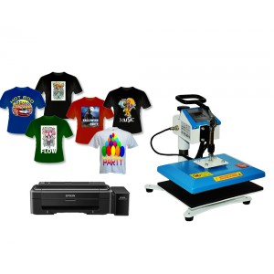 Nadruki na płaskich i koszulkach z drukarką Epson L1110 A4, tani zestaw do sublimacji