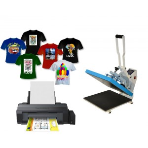 Nadruk na koszulkach i płaskich z drukarką A3 Epson L1300 i prasą HPC380 40x50, zestaw do sublimacji 