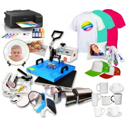 Zestaww COMBO z wymiennymi przystawkami do nadruk&oacute;w na płaskich oraz ceramice typu kubki z drukarką